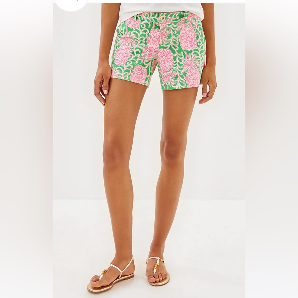 NWT Lilly Pulitzer Callahan Knit Short, Fauna Green Party Like A Pineapple, sz 8 - Picture 3 of 7